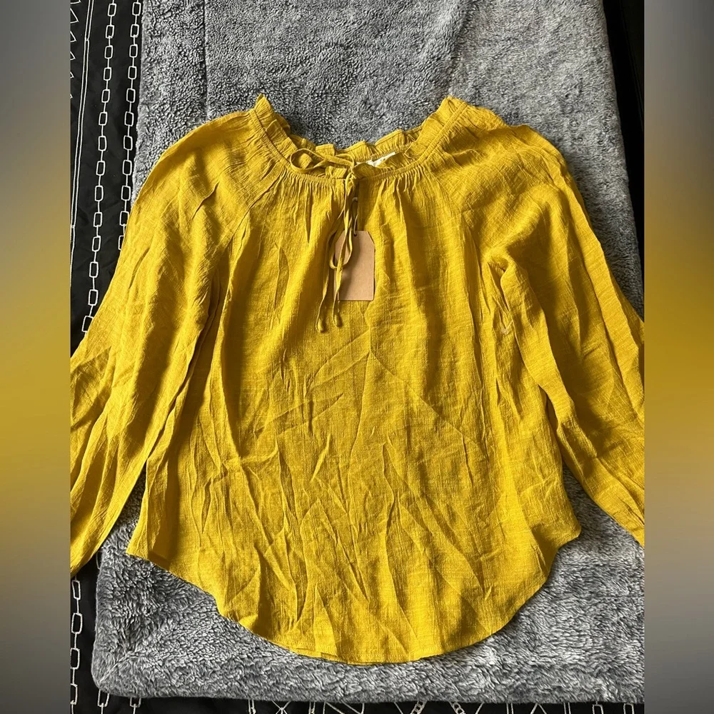 Blu Pepper Mustard Yellow Peasant Blouse - Picture 2 of 4